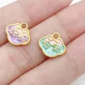 Chinese style gold enamel lock charm pendant jewelry accessory DIY bracelet making component - Smart Style (28512)