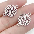 Silver metal hollow round connector DIY jewelry findings, vintage antique silver charm 90 - Hollow Round Double Loop Connector (28881)