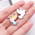 Colorful hummingbird double-loop charm pendant DIY alloy enamel bracelet jewelry accessory - Double Link Little Hummingbird (28057)