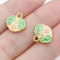 Chinese style gold plated enamel auspicious cloud Ping An pendant jewelry accessories DIY - Double Sided Peace (28513)