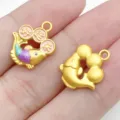 Gold Enamel Koi Fish Coin Pendant Lucky Charm DIY Bracelet Jewelry Accessories Gift - Good Luck Koi Style (28516)