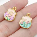 Gold Enamel Zhao Cai Jin Bao Fortune Pouch Charm DIY Bracelet Pendant Jewelry Findings - Bring Wealth Style (28517)