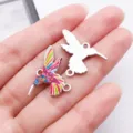 Colorful hummingbird alloy charm pendant DIY bracelet jewelry accessory double loop cute design - Double Link Little Hummingbird (28063)
