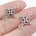 Antique silver DIY geometric cross connector charms for handmade bracelet and necklace jewelry. - Hollow Four-Leaf Chinese Knot Connector (28886)