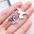 Colorful hummingbird alloy charms double loop pendants for diy bracelets jewelry making - Double Link Little Hummingbird (28065)