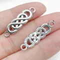 Antique silver DIY jewelry connector charms, geometric braided metal links for bracelet making. - Double 8 Infinity Symbol Connector (7613)