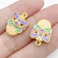 Exquisite gold-plated enamel lion dance pendant charms for diy jewelry making accessories. - Double Sided Fortune Lion (28521)