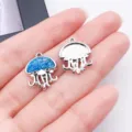 Ozean Qualle Metall Anhänger DIY Schmuckherstellung Zubehör für Ohrringe Halskette Armband - 1 Stück (19x15x4mm) / Blau Harz UV Ozean Glitzer Qualle (28129)