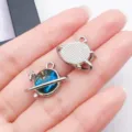 Planeet Hanger DIY Sieraden Accessoire Blauw Melkweg Glas Zilver Metaal Onderdeel - 3D Aardsatelliet (28196)