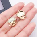 Gold jellyfish charms pendant DIY jewelry making accessories for earrings necklace bracelet cute - Light Blue Ocean Iridescent Jellyfish (28135)