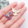 DIY colorful enamel bird metal charm pendant for handmade jewelry making accessories - Spreading Wings Hummingbird (27617) / 1 Piece (19x21mm) / Rose Pink