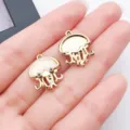 Gold Color Jellyfish Charms Pendants for DIY Handmade Earrings Necklace Jewelry Making Accessories - White Ocean Iridescent Jellyfish (28136)