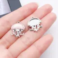 Niedlicher Quallen Glas Metall Anhänger DIY handgemachter Schmuck Zubehör für Ohrringe. - 1 Stück (19x15x4mm) / Rosa Harz UV Ozean Irisierend Qualle (28132)
