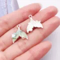 Gedetailleerde close-up van gradiënt emaille zeester visstaart legering DIY sieraden. - Wit K - Blauwgroen Verloop