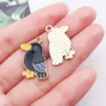DIY alloy cute crow enamel charm pendant KC gold metal bird jewelry making accessories - Crow (27948) / 1 Piece/Pack (23x20mm) / Black