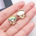 Exquisite gold-plated jellyfish charms for handmade DIY jewelry, earrings, and bracelets. - Green Ocean Iridescent Jellyfish (28138)
