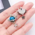 Sterrenhemel planeet maan ster hanger DIY sieraden accessoire fonkelende strass steentjes zilver - Dwarsmaan Pentagram (28200)