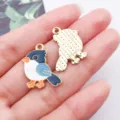DIY enamel bird charm alloy pendant for handmade jewelry making, cute crow design component - Great Tit Bird (27949) / 1 Piece (23x21mm) / Blue