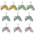 Gradient pearl starfish mermaid tail alloy charms DIY handmade jewelry making accessories. - Enamel Silver Ocean Series Mixed (SN1788)