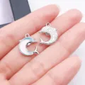 Opal Delfin Metall Anhänger Charm für DIY Halskette Armband Ohrring Schmuck Zubehör. - 1 Stück (15x12.5x4mm) / Blau Glas UV Ozean Irisierend Delfin (28150)