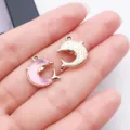 Dolphin pendant DIY jewelry accessory, cute pink enamel and gold charm for handmade crafts. - Purple Ocean Dolphin (28146)
