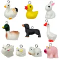 Resin cute animal charms pendants for DIY necklace bracelet keychains jewelry making details. - 3D Animal Set (SN1706) / 10 Pieces/Pack