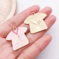 Dijes de aleación esmaltada con diseño de enfermera y camiseta, accesorios de joyería hechos mano. - Uniforme Enfermera (23056) / 1 Pieza (30x28mm) / Uniforme Enfermera Equipo Rosa