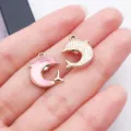 Cute dolphin metal charms for DIY jewelry making, pink enamel and textured pendants accessories. - Pink Ocean Dolphin (28148)
