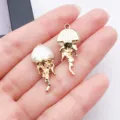 Gold tone jellyfish charms resin pearl pendants for handmade DIY necklaces and earrings jewelry making. - Green Resin Ocean Fine Glitter Jellyfish (28155)