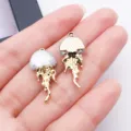 Gold plated alloy jellyfish charms, cute animal DIY pendants for handmade earrings and necklaces. - Blue Resin Ocean Fine Glitter Jellyfish (28156)