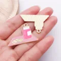 Pink medical bottle enamel charm alloy diy jewelry pendant keychain accessory craft supply - Pink Tray Medicine Bottle