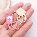 Pink Enamel Nurse Medical Theme Alloy Charm Pendant DIY Jewelry Accessories Craft Gift Part - Pink Infusion Bottle
