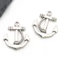 Silver anchor metal charms pendant for DIY handmade jewelry necklace keychains accessories. - Classic Ship Anchor (3837)