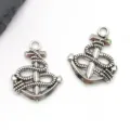 Vintage silver anchor charms for DIY jewelry making, handmade necklace and keychain pendants. - Rope Wrap Anchor (4018)