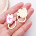 Pink Nurse Medical Theme DIY Alloy Enamel Pendant Jewelry Accessory Cute Key Chain Parts - Pink Heart Stethoscope