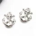Silver anchor charms for DIY jewelry making, vintage nautical pendants for necklaces and keys. - Mini Ship Anchor (4172)