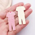 Pink and gold nurse uniform alloy DIY charm pendant for handmade jewelry making accessories - Pink Nurse Uniform Long