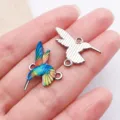 Colorful hummingbird enamel alloy jewelry charms DIY pendant keychain crafting accessories - Colorful Enamel Small Hummingbird (27589)
