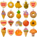 Ciondoli in resina ciondoli DIY accessori per gioielli cuore frutta ciambelle 20pz - Misto / Set da 20 Pezzi / Arancione