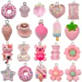 Set di ciondoli in resina rosa carini charms per braccialetti collane portachiavi fai da te - Misto / Set da 20 Pezzi / Rosa