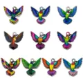 Coloré émaillé colibri charms pendentifs en alliage métal DIY bijoux accessoires lot - Style 10 Oiseaux Aigles Mixtes (SN1721) / 10 Pièces / Argent
