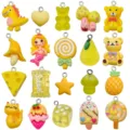 20pz ciondoli resina gialla simpatici animali frutta cartoni animati per gioielli fai da te portachiavi - Misto / Set da 20 Pezzi / Giallo