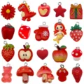 Ciondoli in resina rossa fai da te creazione gioielli accessori animali frutta 20 pz - Misto / Set da 20 Pezzi / Rosso