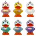Acrylic iridescent transparent 3D little duck pendant charm for DIY keychain accessories - Multicolor