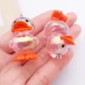 Transparent UV Plated Acrylic Cute Little Duck Pendant DIY Jewelry Key Accessories - 3D Duck Pendant (27332) / 1 Piece (39x25mm) / Transparent Pink