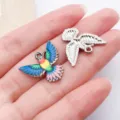 Enamel Hummingbird Bird Pendant Charm Alloy DIY Jewelry Necklace Bracelet Making Accessories - Blue Drop Oil Spread Wings Hummingbird (27643)