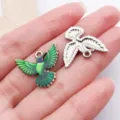 Hummingbird enamel pendant DIY alloy jewelry charms for bracelet necklace key chain parts. - Green Drop Oil Spread Wings Hummingbird (27644)