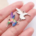 Colorful enamel hummingbird metal charms alloy pendants DIY jewelry making craft supplies - Colorful Enamel Small Hummingbird (27587) / 16x25mm (1.15g) / White K
