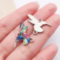 Colorful hummingbird metal alloy charm DIY pendant variant, vibrant enamel jewelry making item. - Colorful Enamel Small Hummingbird (27588)