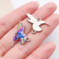 Colorful enamel hummingbird metal charm pendant DIY jewelry making craft accessory - Colorful Enamel Small Hummingbird (27592)